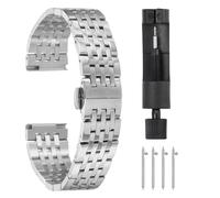 sourcing map Bracelet de montre de rechange en acier inoxydable avec fermoir papillon à double pression pour homme et femme, 20 mm, Bracelets de montre