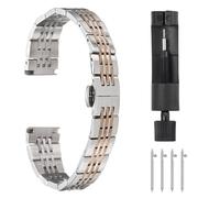 sourcing map Bracelet de montre de rechange en acier inoxydable avec fermoir papillon à double pression pour homme et femme, 14mm, Bracelets de montre