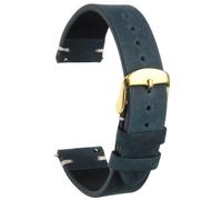 sourcing map Bracelet de montre de rechange en cuir véritable de 20 mm à dégagement rapide avec boucle dorée en acier inoxydable 304 pour homme et femme, bleu