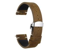 sourcing map Bracelet de montre de rechange en cuir véritable de 20 mm à dégagement rapide avec boucle argentée en acier inoxydable 304 pour homme et femme, marron foncé