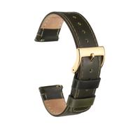 sourcing map Bracelet de montre en cuir, 20 mm, à dégagement rapide, style vintage avec boucle en acier inoxydable doré, pour homme et femme, vert forêt