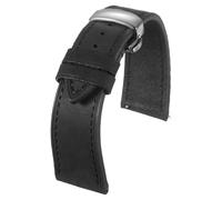 sourcing map Bracelet de montre en cuir de 20 mm, style vintage, bracelet de rechange avec boucle papillon en acier inoxydable pour homme et femme, noir
