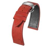 sourcing map Bracelet de montre en cuir de 20 mm, style vintage, bracelet de rechange avec boucle papillon en acier inoxydable pour homme et femme, rouge