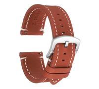 sourcing map Bracelet de montre en cuir de vachette à dégagement rapide avec boucle argentée pour homme et femme