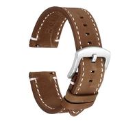 sourcing map Bracelet de montre en cuir de vachette à dégagement rapide avec boucle argentée pour homme et femme
