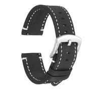 sourcing map Bracelet de montre en cuir de vachette à dégagement rapide avec boucle argentée pour homme et femme