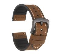 sourcing map Bracelet de montre en cuir de vachette à dégagement rapide avec boucle noire pour homme et femme, 20 mm, Métal, Agate