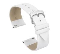 sourcing map Bracelet de montre en cuir véritable blanc de 22 mm, à libération rapide, plat, fin, élégant, bracelet de montre de rechange avec boucle en acier inoxydable argenté pour homme et femme