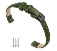 sourcing map Bracelet de montre en cuir véritable vert B de 8 mm de large, plat et fin et élégant avec boucle noire pour homme et femme