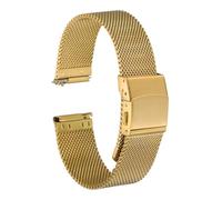 sourcing map Bracelet de montre en maille d'acier inoxydable à dégagement rapide - Bracelet de montre en métal réglable - Fermoir pliable - Bracelet de rechange pour homme et femme, 18mm, Pas de gemme