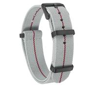 sourcing map Bracelet de montre en nylon élastique de 18 mm, bracelet de montre français étanche avec boucle noire pour homme et femme, gris clair/rouge