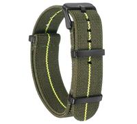 sourcing map Bracelet de montre en nylon élastique de 20 mm - Étanche - Avec boucle noire - Pour homme et femme - Vert/jaune