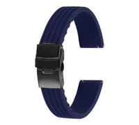 sourcing map Bracelet de montre en silicone souple de 18 mm de large avec boucle à pression noire pour homme et femme, bleu foncé