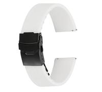 sourcing map Bracelet de montre en silicone souple de 22 mm de large avec boucle à pression noire pour homme et femme, blanc