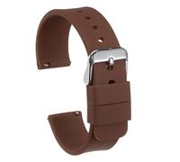 sourcing map Bracelet de Montre Silicone 12mm Largeur Souple Dégagement Rapide Caoutchouc Remplacement Montre Bande avec Inox Acier Boucle pour Homme Femme, Marron