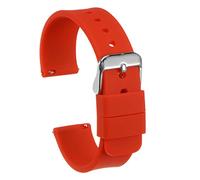 sourcing map Bracelet de Montre Silicone 12mm Largeur Souple Dégagement Rapide Caoutchouc Remplacement Montre Bande avec Inox Acier Boucle pour Homme Femme, Rouge