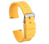 sourcing map Bracelet de Montre Silicone 14mm Largeur Souple Dégagement Rapide Caoutchouc Remplacement Montre Bande avec Inox Acier Boucle pour Homme Femme, Jaune