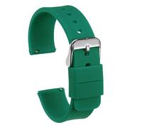 sourcing map Bracelet de Montre Silicone 14mm Largeur Souple Dégagement Rapide Caoutchouc Remplacement Montre Bande avec Inox Acier Boucle pour Homme Femme, Foncé Vert