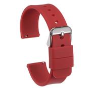 sourcing map Bracelet de Montre Silicone 16mm Largeur Souple Dégagement Rapide Caoutchouc Remplacement Montre Bande avec Inox Acier Boucle pour Homme Femme, Foncé Rouge