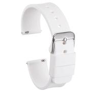 sourcing map Bracelet de Montre Silicone 24mm Largeur Souple Dégagement Rapide Caoutchouc Remplacement Montre Bande avec Inox Acier Boucle pour Homme Femme, Blanc
