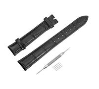 sourcing map Bracelet de Montre Vachette Cuir Embossé 15mm Cuir avec Ressort Barres Noir