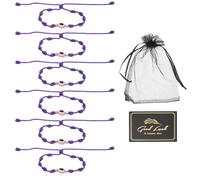 sourcing map Bracelet mauvais œil fait à la main en corde tressée réglable avec carte et sac en maille, One Size, Résine, Pas de pierre précieuse