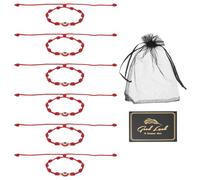 sourcing map Bracelet mauvais œil fait à la main en corde tressée réglable avec carte et sac en maille, One Size, Résine, Pas de pierre précieuse