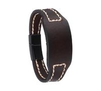 sourcing map Bracelet rétro réglable en cuir vierge de 20,6 x 3,1 cm cousu pour loisirs créatifs, fabrication de bijoux pour homme et femme, marron foncé