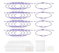sourcing map Bracelets anti-cancer du sein en vrac, bracelet tressé réglable avec carte et sac en maille, One Size, Métal, Pas de pierre précieuse