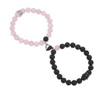 sourcing map Bracelets magnétiques pour couples, bracelet de perles assorti pour lui et elle avec couronne de roi et de reine, cadeaux de relation longue distance, M, Acier allié, Pas de gemme