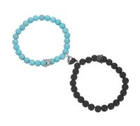 sourcing map Bracelets magnétiques pour couples, bracelet de perles assorti pour lui et elle avec couronne de roi et de reine, cadeaux de relation longue distance, M, Acier allié, Pas de gemme