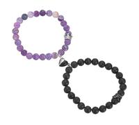 sourcing map Bracelets magnétiques pour couples, bracelet de perles assorti pour lui et elle avec couronne de roi et de reine, cadeaux de relation longue distance, M, Acier allié, Pas de gemme