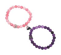 sourcing map Bracelets magnétiques pour couples, bracelet de perles assorti pour lui et elle avec couronne de roi et de reine, cadeaux de relation longue distance, M, Acier allié, Pas de gemme