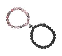 sourcing map Bracelets magnétiques pour couples, bracelet de perles assorti pour lui et elle avec couronne de roi et de reine, cadeaux de relation longue distance, M, Acier allié, Pas de gemme