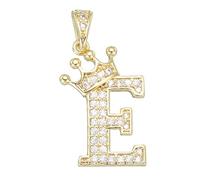sourcing map Breloque couronne en forme de couronne, pendentif en forme de lettre de l'alphabet plaqué or avec monogramme en oxyde de zirconium, bijou de nom pour bricolage, 20 mm, Zircone cubique