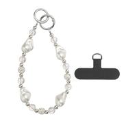 sourcing map Breloque de téléphone avec perles de cristal - Dragonne de téléphone portable avec languette d'attache pour femme smartphone appareil photo