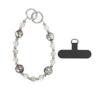 sourcing map Breloque de téléphone en perles de cristal - Lanière de téléphone portable avec languette d'attache pour porte-clés pour smartphone femme, 15cm, Cristal, Pas de pierre précieuse