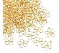 sourcing map Breloque en forme de fleur creuse pour la fabrication de boucles d'oreilles en résine, bijoux, colliers, bracelets, accessoires de bricolage, 17 x 19 x 1 mm/0.67 x 0.75 x 0.04 inch, Métal