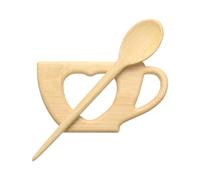 sourcing map Broche en bois en forme de tasse de thé, épingles à châle vintage pour pull, broche en bois pour femme, fille, écharpe, badge décoratif