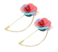 sourcing map Broche en forme de fleur avec feuille dorée en satin - Fait à la main - Pour collier de fête de mariage, 9.5cm x 4cm, Métal