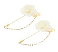 sourcing map Broche en forme de fleur avec feuille dorée en satin - Fait à la main - Pour collier de fête de mariage, 9.5cm x 4cm, Métal