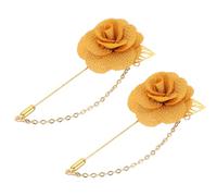 sourcing map Broche en forme de fleur avec feuille dorée en satin - Fait à la main - Pour collier de fête de mariage, 9.5cm x 4cm, Métal