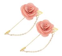 sourcing map Broche en forme de fleur avec feuille dorée en satin - Fait à la main - Pour collier de fête de mariage, 9.5cm x 4cm, Métal