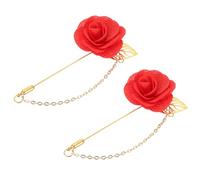 sourcing map Broche en forme de fleur avec feuille dorée en satin - Fait à la main - Pour collier de fête de mariage, 9.5cm x 4cm, Métal