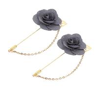 sourcing map Broche en forme de fleur avec feuille dorée en satin - Fait à la main - Pour collier de fête de mariage, 9.5cm x 4cm, Métal