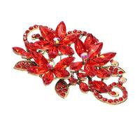 sourcing map Broche en forme de fleur en strass, broche et épingles vintage élégante en cristal étincelant broche en alliage, 3.19 x 2.17 Inch, Métal, Strass