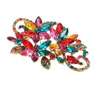 sourcing map Broche en forme de fleur en strass, broche et épingles vintage élégante en cristal étincelant broche en alliage, 3.19 x 2.17 Inch, Métal, Strass