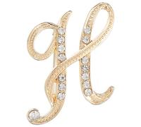 sourcing map Broche en forme de lettre de l'alphabet en métal avec initiale en strass, épingle à poitrine en cristal pour femmes et hommes, costumes et manteaux, 1.97x1.42inch, Acier allié