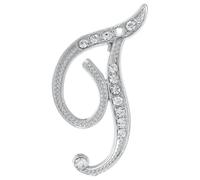 sourcing map Broche en forme de lettre en métal avec initiale en strass, épingle à poitrine en cristal pour homme et femme, costume, manteau, cadeau, 1.97x1.38inch, Acier allié