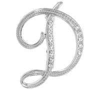 sourcing map Broche en forme de lettre en métal avec initiale en strass, épingle à poitrine en cristal pour homme et femme, costume, manteau, cadeau, 1.81x1.38inch, Acier allié